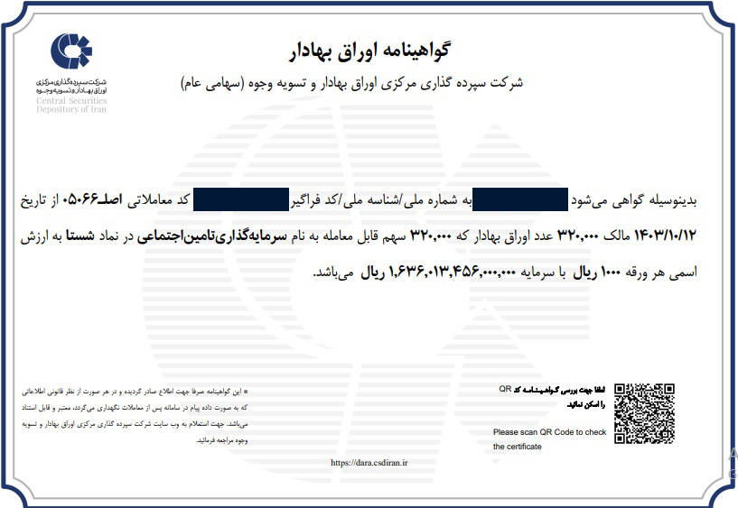 استعلام سهام خودکفایی
